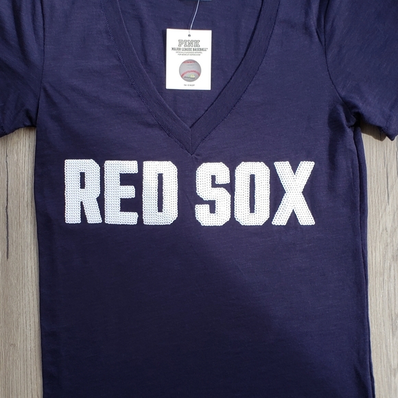 Pink Victoria's Secret Boston Red Sox Short Sleeve T-shirt Sequins NWT - Picture 13 of 16